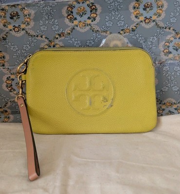 Tory Burch Perry Bombe Color Block Wristlet Purse/Bag Yellow/Green 