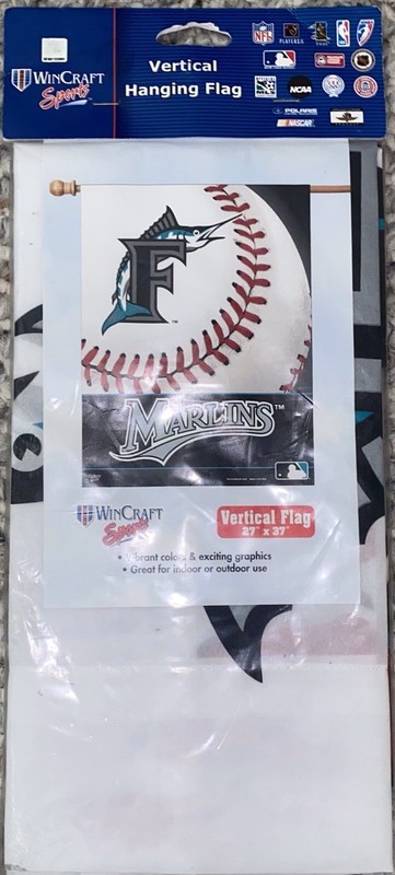 NEW Florida Marlins Baseball Old Logo Striped Vertical Flag Banner Sealed 27x37