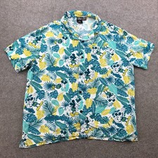 Disney Mickey Mouse Shirt Mens XL Multicolor Hawaiian Tropical Button Up Aloha