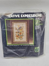 Vtg 1981 Creative Expressions Butterfly Bouquet X Stitch Kit Wildflowers Boho