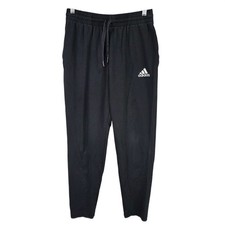 Mens Adidas Black Jogger Pants Drawstring Cotton Polyester Blend Size M