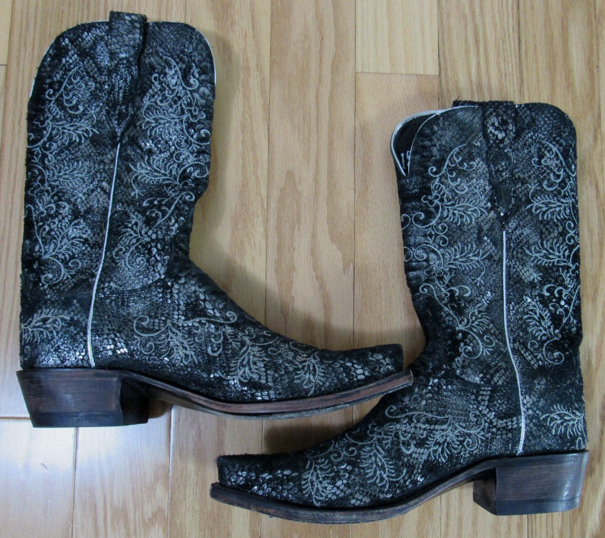 Lucchese Black Sueded Python Snip Toe Boot 9 B - image 1