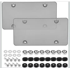 2-Pack Universal Clear License Plate Frame & Cover Set – with Installation Screw