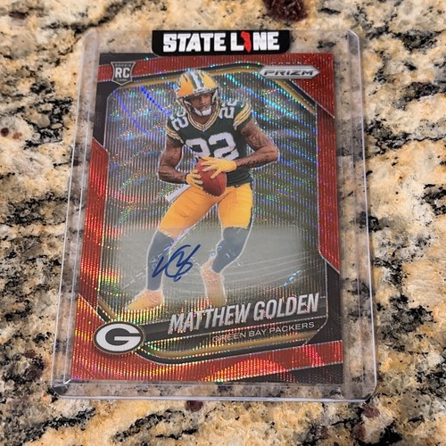 2025 Prizm Matthew Golden Red Wave Auto 1/149 #1 of 149 RC Rookie Rare 🔥🏈