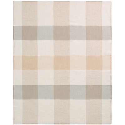 BIEDERLACK White Bouclé Plaid Wohndecke Sofadecke Couchdecke Sommer 130 x 170 cm