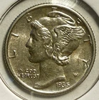 1935-P Mercury Dime - About Uncirculated - Free Shipping - (17-10/UXY)