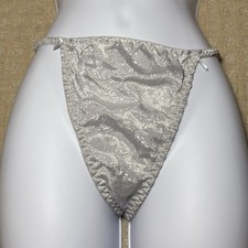 NWOT 90  s VTG Gilligan  O  Malley Gray Satin String Thong Bow Panty Size L/7
