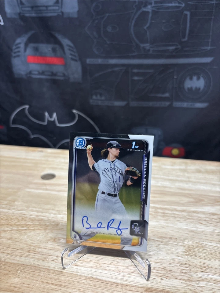 2015 Bowman Chrome Auto  BRENDAN RODGERS Rockies Astros *BENCHWARMER CARDS* - Image 3 of 4
