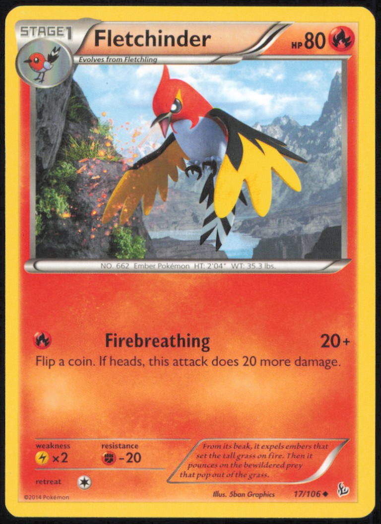 FLETCHINDER 17/106 UNCOMMON FLASHFIRE POKEMON LIGHTLY PLAYED