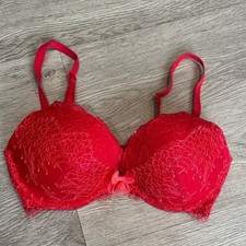 Victorias Secret Dream Angels Red Lace Push Up Bra 32DD romantic