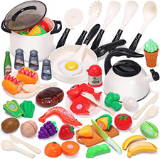 Play Kitchen Accessories Toy, Play Food Sets for Kids Kitchen, Pretend Kitchen S