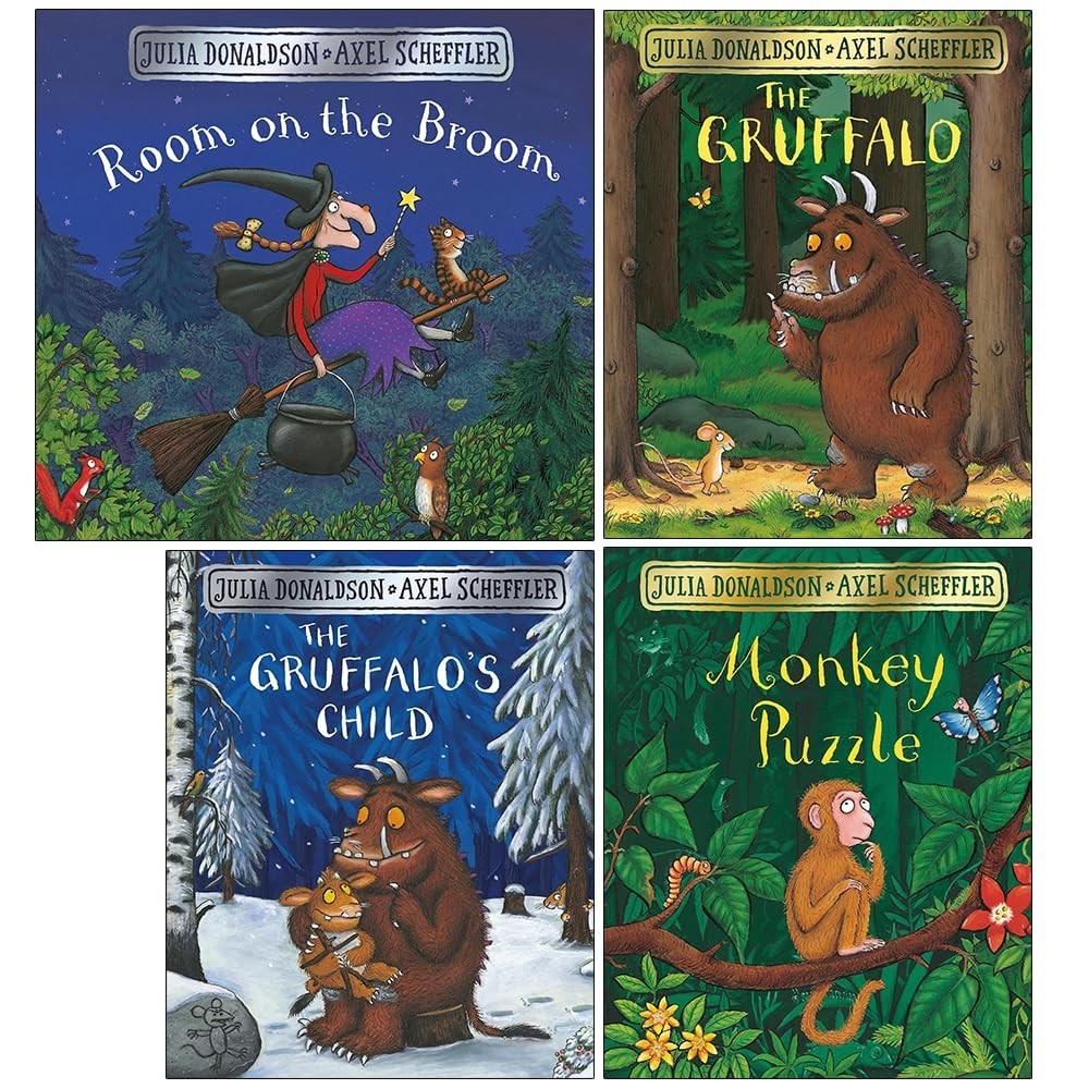 Julia Donaldson Collection 4 Books Set Room on the Broom, The Gruffalo