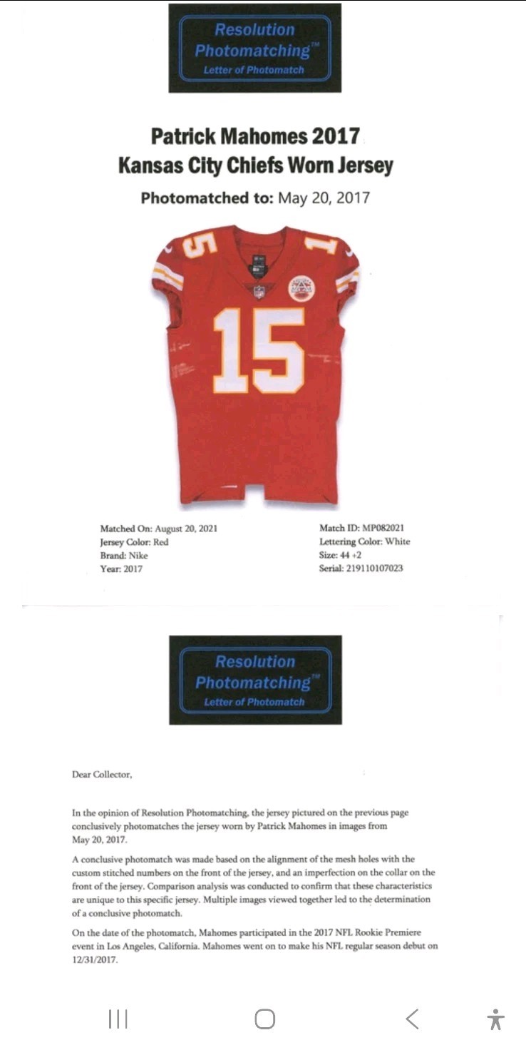 Patrick Mahomes Jersey Fusion Game Used Rookie Premiere Jersey Patch 2017**BG 9 view 8