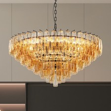 37" Pendant Light Smoke Blown Glass Chandelier Living Kitchen Hanging Fixture UL