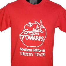 Vintage Snow White  The 7 Dwarfs T Shirt Mens Size Small Red 90s Theater