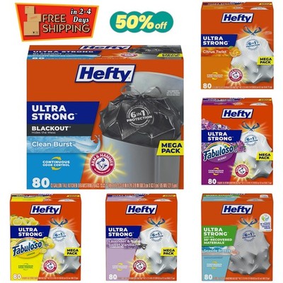 Ultra Strong 13 Gallon Trash Bags, Tall Kitchen Trash, Drawstring 26/40/80 Bags