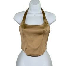 Aritzia Wilfred New Dusk Satin Bustier XS Satin Halter Square Neckline flaw