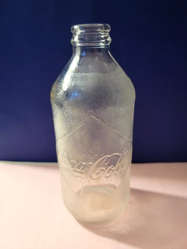 Vintage 1960s Diamond Embossed Straight Flat Side COCA COLA Bottle