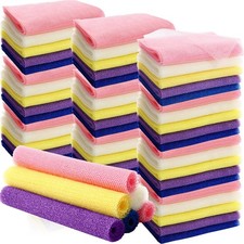 100 Pcs African Net Sponge Bulk - Long Exfoliating Bath  Body Scrubber for Home