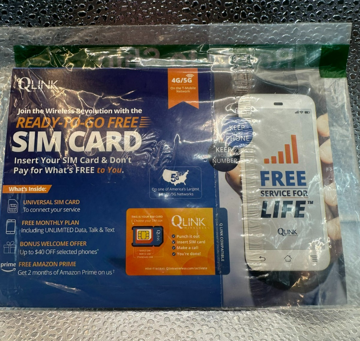 Q Link Wireless Free SIM Card Kit 4G 5G Unlimited Talk Text Data Service