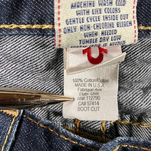 VTG True Religion Bootcut Jeans Men 31 Blue Logo Flap Pocket USA Fit 32x28 - Picture 10 of 12