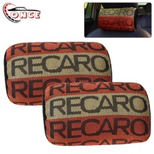 2 X Recaro Fabric Orange Headrest Pillow Supports Racing Neck Rest Seat Material