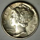 1927 Mercury Silver Dime LIGHTLY TONED Almost Uncirculated 10c US AU Type Coin