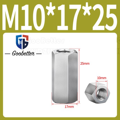M3-M24 304 Stainless Steel Hexagon Hex Long Connector Joint Tubular Coupling Nut - Picture 53 of 87