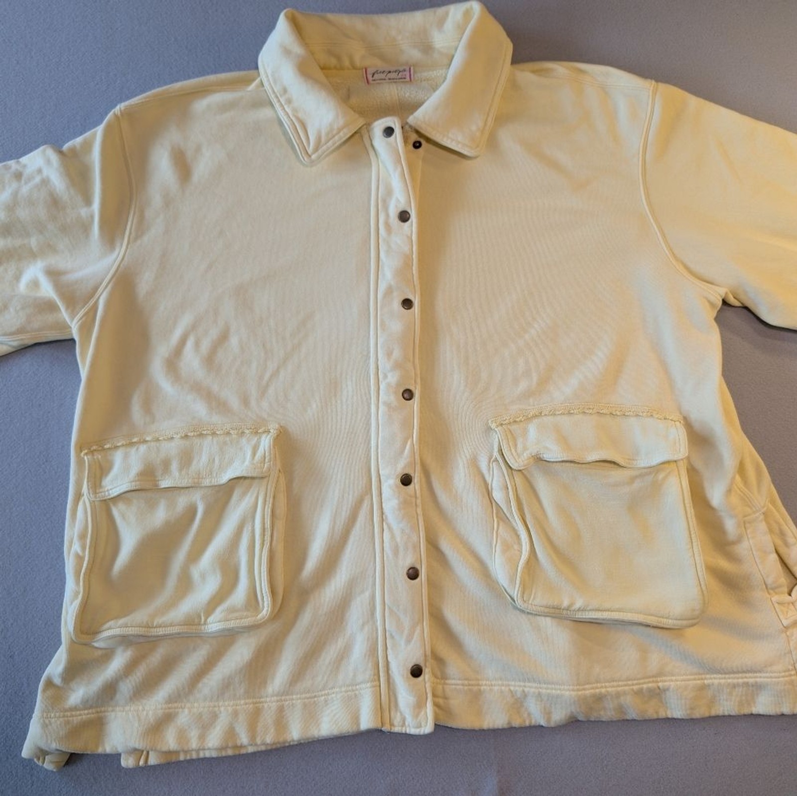 Free People We The Free Alexa Sweatshirt Jacket in Flan Butter Yellow Boho XL image 10