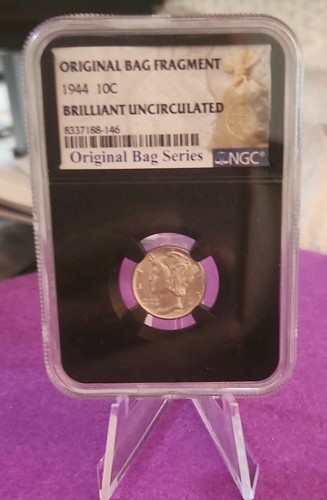 1944 Mercury Dime 10C NGC Brilliant Uncirculated "Original Bag Fragment"
