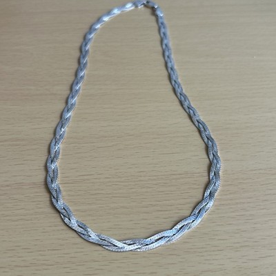 Vintage 925 Silber Flachgewebe Kette / 18 cm / gepunzt / Italien / 10 g