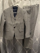 Boys Black Houndstooth Size 10 Three Piece Suit NEW Pockets Lined Dressy Easter