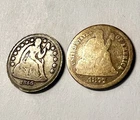1856 O & 1877 CC Seated Liberty Dimes Lot of 2 US Silver Coins GOOD