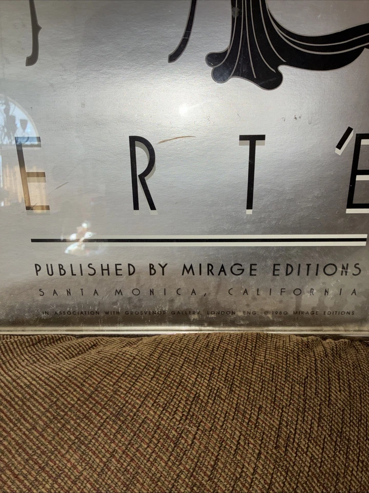 Erte Symphony in Black 1980 Mirage Editions Serigrafía en lámina de plata enmarcada 30”x20” Foto 3 de 4