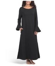 NWT PETITE PLUME Quilted Black Pima Cotton Blend Ophelia Warm Cozy Nightgown XS