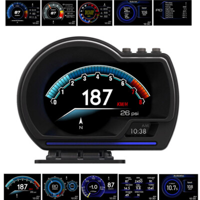 OBD2+GPS HUD Gauge Car Digital Head Up Display Speedometer Turbo RPM Alarm Temp
