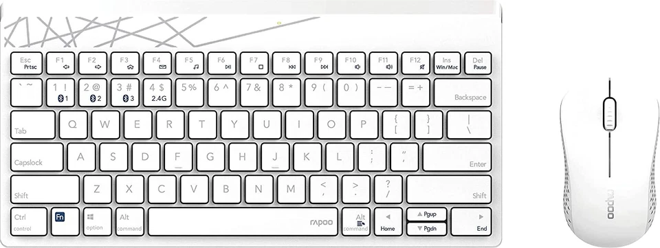 Rapoo 8000M kabelloses Multi-Mode Deskset Tastatur & Maus weiß DE-Layout