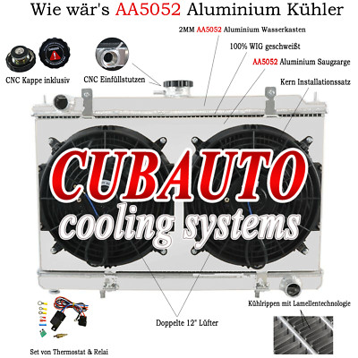 3 Reihe Kühler+ Lüfters + Relay Für Nissan Silvia 180SX/200SX S14 S15 SR20DET.