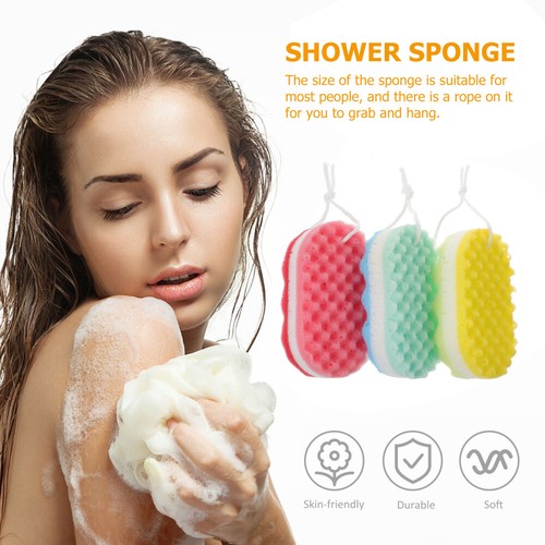 3Pcs Bathing Sponge Loofah Bath Sponge Exfoliating Gloves Shower Loofah - Picture 7 of 12