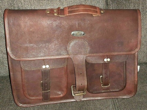 Vintage Handmade Leather Messenger Bag for Laptop Briefcase Computer Satchel - Picture 2 of 4
