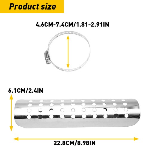 Universal Exhaust Muffler Heat Shield Chrome Pipe Cover Heel Motor Guard Upgrade - Picture 4 of 10