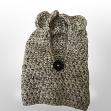 Baby Toddler Hand Crocheted Knit Brown Bear Hooded Cowl Hat Cap 6-12mos