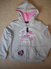 Girls Greendog Gray Hooded Sweatshirt Pink  White Stripes inside Hood Sz 5 NWT