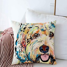 Cute Golden Doodle Throw Pillow Cover Linen Cushion Cover Case for Home Decor
