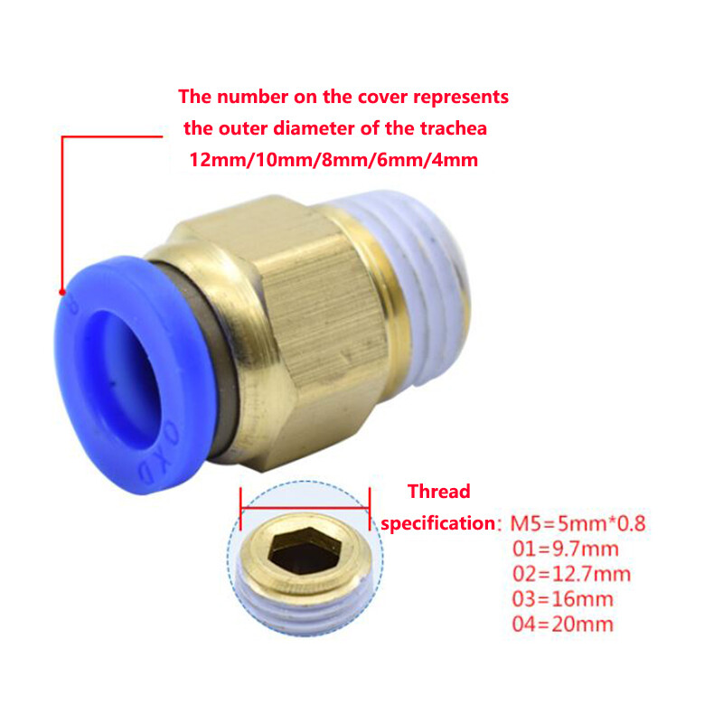 Push-to-Connect Male Stud Fitting – Straight Pneumatic Air Line Connector (Metric Size)