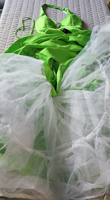 Masquerade Ball Gown Green Tulle Cocktail Event Tieback Dress Size 3/4 NWT  | eBay