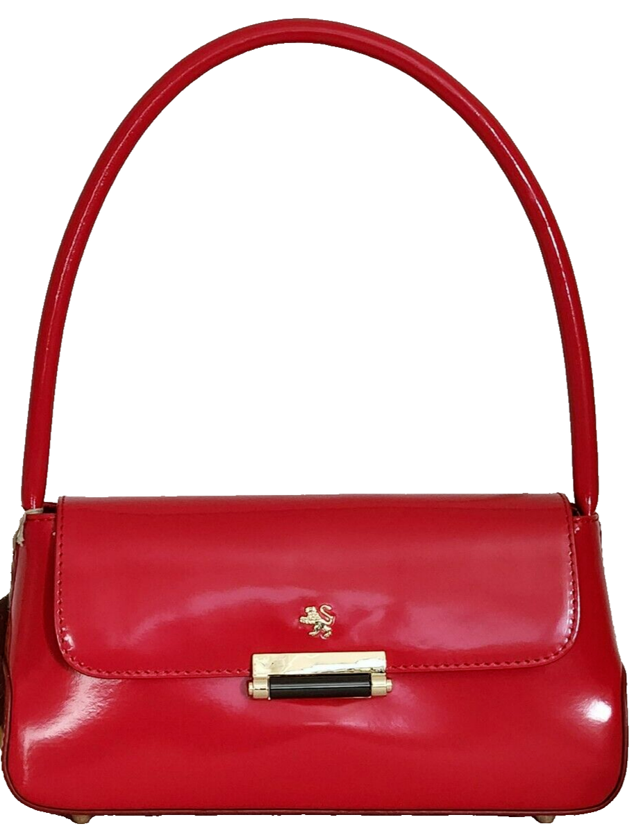 🌞PRATESI BARCHETTA ITALIAN DESIGNER RED POLISHED CALF LEATHER