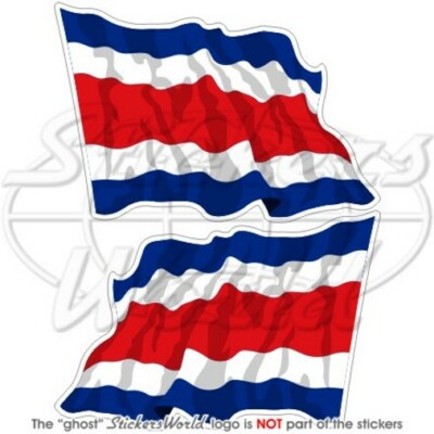 COSTA RICA National, Zentralamerika Wehende Flagge, 120mm Vinyl Aufkleber x2