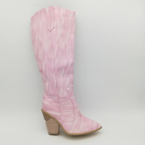 pink croc knee high boots
