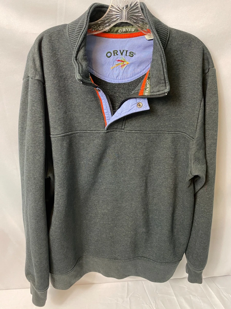 Vintage Orvis Gray 1 4 Zip Pullover Fleece Sweatshirt Men s XL eBay
